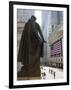 Statue of George Washington in Front of Federal Hall, with the New York Stock Exchange Behind-Amanda Hall-Framed Photographic Print