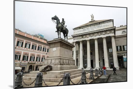 Statue of Giuseppe Garibaldi in Front of the Theatre Carlo Felice-Yadid Levy-Mounted Photographic Print