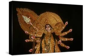 Statue of Goddess Durga at Durja Pooja Festival-Indian School-Stretched Canvas