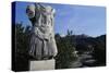 Statue of Hadrian in the Roman Agora with the Acropolis in the Background, Athens, Greece.-null-Stretched Canvas