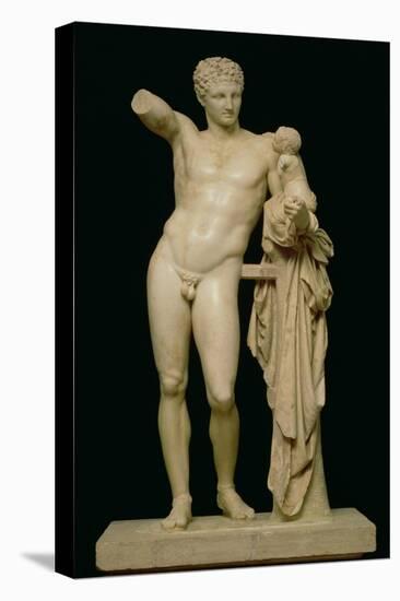 Statue of Hermes and the Infant Dionysus, circa 330 BC (Parian Marble)-Praxiteles-Stretched Canvas