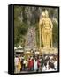 Statue of Hindu Deity with Pilgrims Walking 272 Steps up to Batu Caves, Selangor, Malaysia-Richard Nebesky-Framed Stretched Canvas