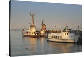 Statue of Imperia by Peter Lenk at the Seaport, Restaurant on a Ship, Konstanz-Markus Lange-Stretched Canvas