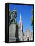 Statue of J R Godley and the Cathedral, Christchurch, Canterbury, South Island, New Zealand-Neale Clarke-Framed Stretched Canvas