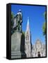 Statue of J R Godley and the Cathedral, Christchurch, Canterbury, South Island, New Zealand-Neale Clarke-Framed Stretched Canvas