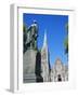 Statue of J R Godley and the Cathedral, Christchurch, Canterbury, South Island, New Zealand-Neale Clarke-Framed Photographic Print