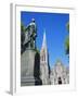 Statue of J R Godley and the Cathedral, Christchurch, Canterbury, South Island, New Zealand-Neale Clarke-Framed Photographic Print
