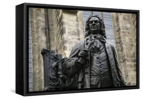 Statue of J. S. Bach, Courtyard of St. Thomas Church, Leipzig, Germany-Dave Bartruff-Framed Stretched Canvas