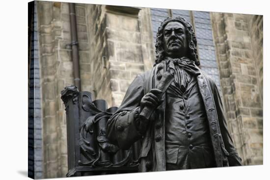 Statue of J. S. Bach, Courtyard of St. Thomas Church, Leipzig, Germany-Dave Bartruff-Stretched Canvas