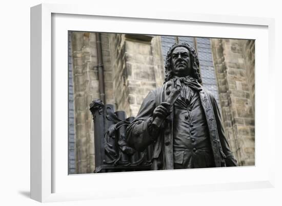 Statue of J. S. Bach, Courtyard of St. Thomas Church, Leipzig, Germany-Dave Bartruff-Framed Photographic Print