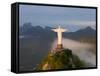 Statue of Jesus, known as Cristo Redentor (Christ the Redeemer), on Corcovado Mountain in Rio De Ja-Peter Adams-Framed Stretched Canvas