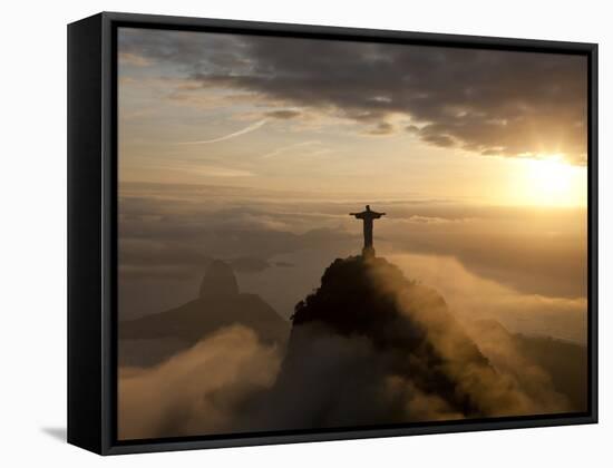 Statue of Jesus, known as Cristo Redentor (Christ the Redeemer), on Corcovado Mountain in Rio De Ja-Peter Adams-Framed Stretched Canvas