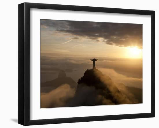 Statue of Jesus, known as Cristo Redentor (Christ the Redeemer), on Corcovado Mountain in Rio De Ja-Peter Adams-Framed Premium Photographic Print