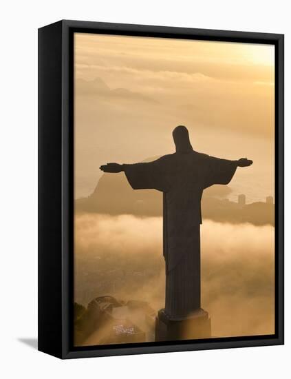 Statue of Jesus, known as Cristo Redentor (Christ the Redeemer), on Corcovado Mountain in Rio De Ja-Peter Adams-Framed Stretched Canvas