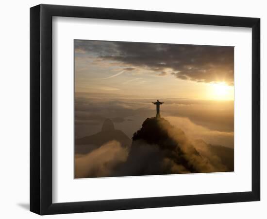 Statue of Jesus, known as Cristo Redentor (Christ the Redeemer), on Corcovado Mountain in Rio De Ja-Peter Adams-Framed Photographic Print