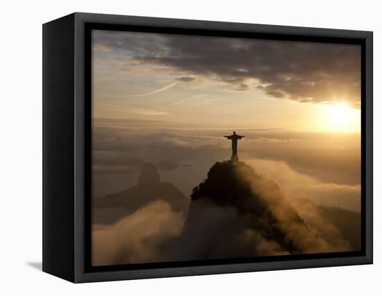 Statue of Jesus, known as Cristo Redentor (Christ the Redeemer), on Corcovado Mountain in Rio De Ja-Peter Adams-Framed Stretched Canvas