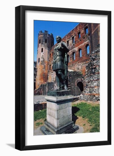 Statue of Julius Caesar, Porta Palatina, Turin, Piedmont, Italy BC-null-Framed Giclee Print