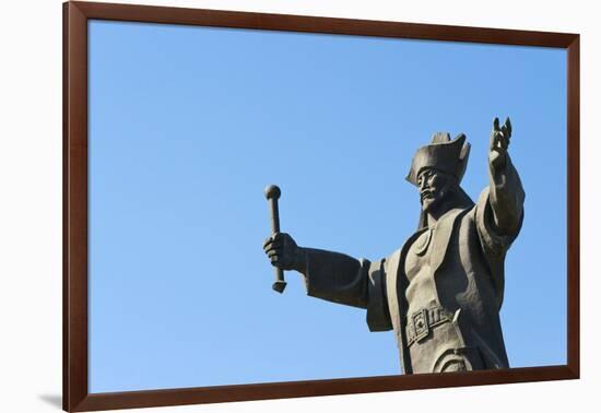 Statue of Kenesary Khan at the entrance to Turkestan, Kazakhstan.-Keren Su-Framed Photographic Print