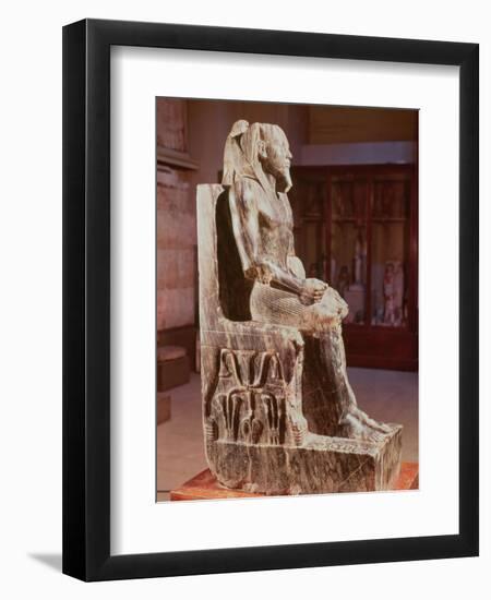 Statue of Khafre (2520-2494 BC) Enthroned, from the Valley Temple of the Pyramid of Khafre at Giza-null-Framed Giclee Print