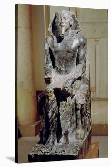 Statue of Khafre (2520-2494 BC) Enthroned, from the Valley Temple of the Pyramid of Khafre at Giza-null-Stretched Canvas