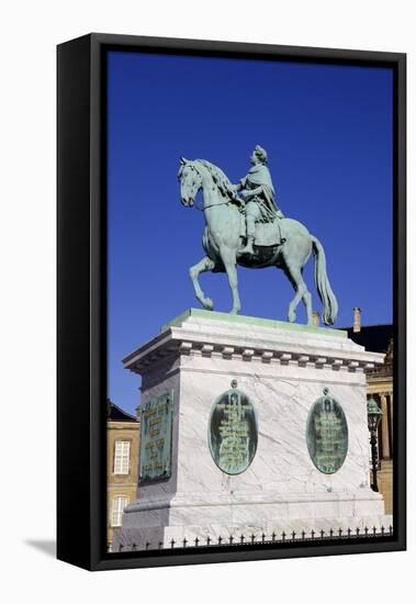 Statue of King Frederick V in Amalienborg Palace Courtyard in Copenhagen, Denmark, Scandinavia-Simon Montgomery-Framed Stretched Canvas