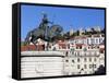 Statue of King John 1st and Castelo de Sao Jorge, Praca Da Figueira, Baixa, Lisbon, Portugal-Stuart Black-Framed Stretched Canvas