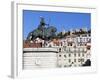 Statue of King John 1st and Castelo de Sao Jorge, Praca Da Figueira, Baixa, Lisbon, Portugal-Stuart Black-Framed Photographic Print