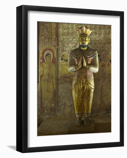 Statue of King Nissanka Malla, Dambulla Cave Temple, UNESCO, World Heritage Site, Sri Lanka-Peter Barritt-Framed Photographic Print