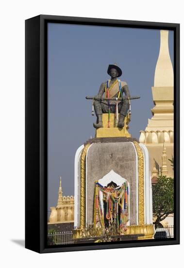 Statue of King Setthathirat, Pha Tat Luang, Vientiane, Laos-Robert Harding-Framed Stretched Canvas