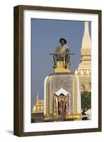 Statue of King Setthathirat, Pha Tat Luang, Vientiane, Laos-Robert Harding-Framed Photographic Print