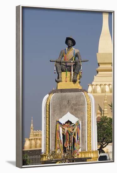 Statue of King Setthathirat, Pha Tat Luang, Vientiane, Laos-Robert Harding-Framed Photographic Print