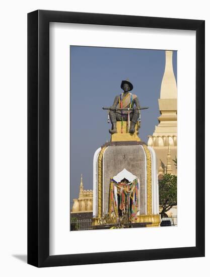 Statue of King Setthathirat, Pha Tat Luang, Vientiane, Laos-Robert Harding-Framed Photographic Print