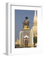 Statue of King Setthathirat, Pha Tat Luang, Vientiane, Laos-Robert Harding-Framed Photographic Print