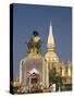 Statue of King Setthathirat with Pha That Luang in the Background, Vientiane, Laos, Indochina, Sout-Richard Maschmeyer-Stretched Canvas