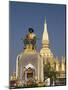 Statue of King Setthathirat with Pha That Luang in the Background, Vientiane, Laos, Indochina, Sout-Richard Maschmeyer-Mounted Photographic Print