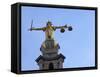 Statue of Lady Justice with Sword, Scales and Blindfold, Central Criminal Court, London, England-Peter Barritt-Framed Stretched Canvas