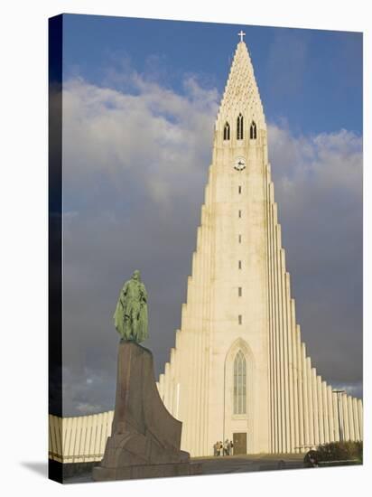 Statue of Leifur Eiriksson (Liefer Eriksson) and Hallgrimskirkja, Reykjavik, Iceland, Polar Regions-Neale Clarke-Stretched Canvas