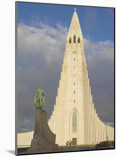 Statue of Leifur Eiriksson (Liefer Eriksson) and Hallgrimskirkja, Reykjavik, Iceland, Polar Regions-Neale Clarke-Mounted Photographic Print