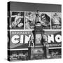 Statue of Leonardo Da Vinci on Top of Monument in Front of Giant Advertising Billboard-Alfred Eisenstaedt-Stretched Canvas