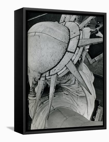 Statue of Liberty, Aerial Photo, 1940s-null-Framed Stretched Canvas