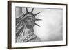 Statue Of Liberty Against Rain Clouds In Black And White-Steve Collender-Framed Art Print