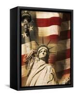 Statue of Liberty and American Flag-Joseph Sohm-Framed Stretched Canvas