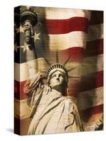 Statue of Liberty and American Flag-Joseph Sohm-Stretched Canvas