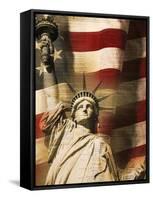 Statue of Liberty and American Flag-Joseph Sohm-Framed Stretched Canvas