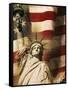 Statue of Liberty and American Flag-Joseph Sohm-Framed Stretched Canvas