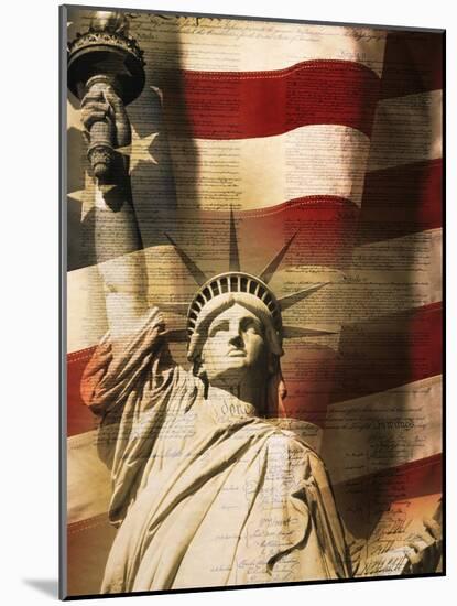 Statue of Liberty and American Flag-Joseph Sohm-Mounted Photographic Print