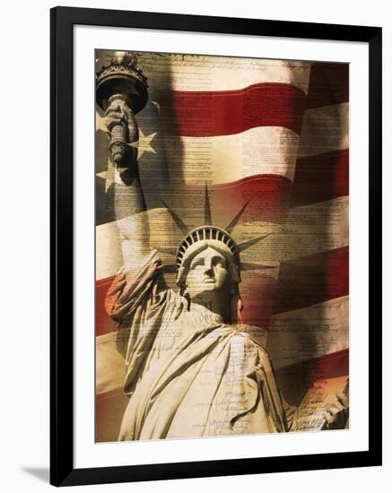 Statue of Liberty and American Flag-Joseph Sohm-Framed Photographic Print