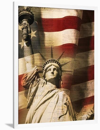 Statue of Liberty and American Flag-Joseph Sohm-Framed Photographic Print