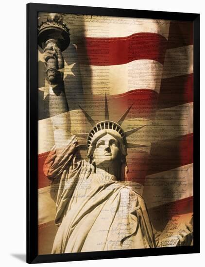 Statue of Liberty and American Flag-Joseph Sohm-Framed Photographic Print