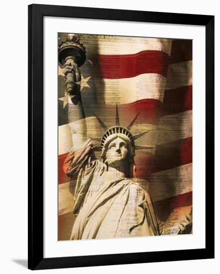 Statue of Liberty and American Flag-Joseph Sohm-Framed Photographic Print